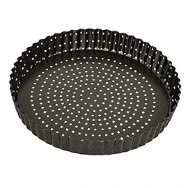 Bakemaster Quiche Pan Non-Stick Perfect Crust Loose Base Quiche Pan, Grey, 40103