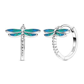 NARMO Hoop Earrings for Women 925 Sterling Silver Large Dragonfly Earrings
