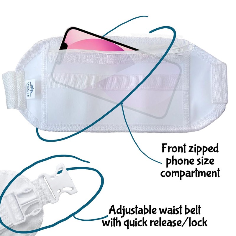 Hajj & Umrah White Waist Bag & Ihram Belt Money