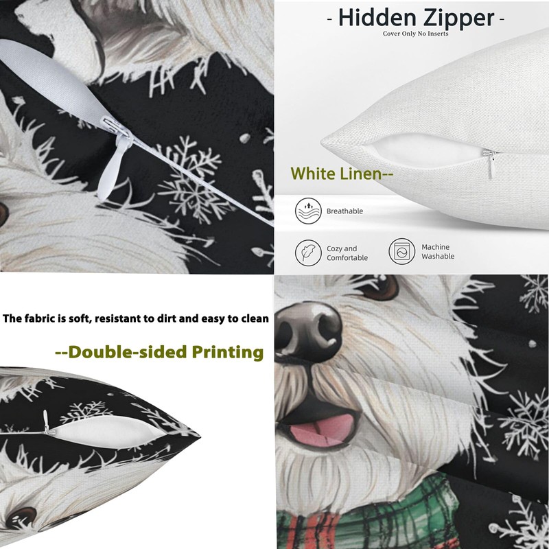 Doobicy Lovely Christmas Dog Pillow Covers 18x18 Inch Set of