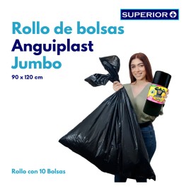 Bolsa Negra Para Basura En Rollo Jumbo 90x120cm 10 Piezas                                                                                             