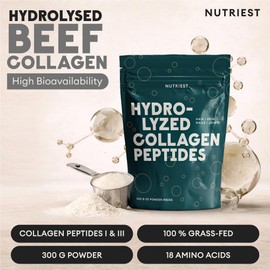 Nutriest Bovine Collagen Peptides Powder (300 g) I Halal Collagen I Bovine Collagen Powder I Grass-fed Cattle from Europe I for Joint Comfort, Gut Health & Radiant Skin I Collagen Type 1 and 3