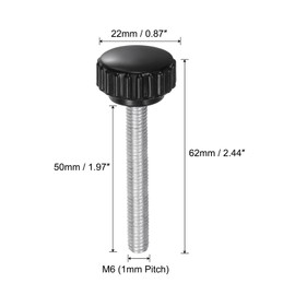 QUARKZMAN Pack of 20 Thumb Screws with Thread M6 x 50 mm Round Head Screw Round Handle Bolt Clamping Buttons 22 mm Hand Buttons Thumb Screws Tension Screw for Industrial Machine