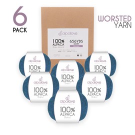 ALPALOVE Worsted Set (6 x 1.75 oz) Super Soft Baby Alpaca Knitting Yarn Deep Ocean 656 Yards