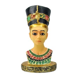 Figuren Shop GmbH Nefertiti Mini Bust - Hand-Painted Artificial Stone Sculpture, 5.5 x 3 x 3 cm - Impressive Collector's Item
