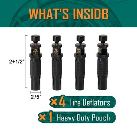 MARIE Adjustable Auto-Stop Tire Deflator Valve Kit (10-30 PSI) 4 PCS Screw-on Tyre Air Down Tool for Offroad 4x4