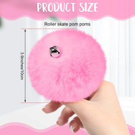 Sumind 2 Pieces Roller Skate Pom Poms with Bells for Women Girls Princess Fluffy Tie-on Roller Skate Pom Poms Fuzzy Pom Poms for Quad Roller Skate Accessories (Pink,10 cm)