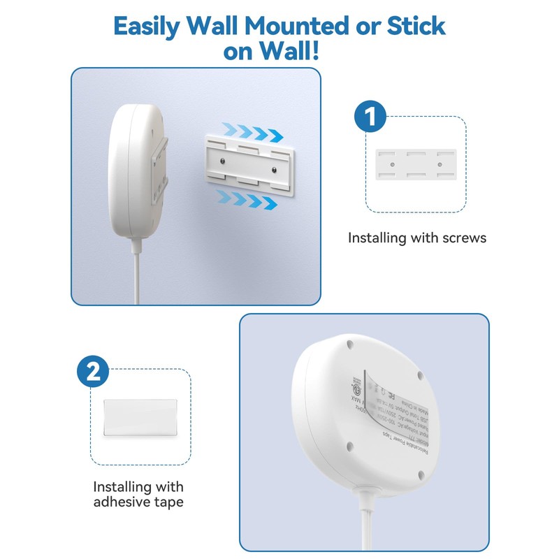 Power Outlet Relocator with Adhesive- 5 FT, 1625W Wall Mounted