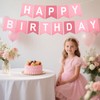 lasuroa Pink Happy Birthday Banner, Pre-Assembled Pink Birthday Banner Sign