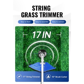 WILD BADGER POWER 26cc Weed Wacker Gas Powered, 3 in 1 String Trimmer/Edger 17'' with 10'' Brush Cutter,Rubber Handle & Shoulder Strap Included