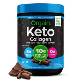 Orgain Keto Collagen Protein Powder, Chocolate - 10g Grass Fed Hydrolyzed Collagen Peptides for Women & Men, Type I & III, 5g MCT Oil - Hair, Skin, Nail, & Joint Support, Non-GMO, Gluten Free - 0.88lb