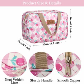 wordmouk Toiletry Bag Large Hanging Travel Wash Storage Bag Makeup Cosmetic Organiser Bags with Zippers Portable Waterproof Gym Shower Bathroom Make up Organizer for Women Girls Ladies, Pink Tulip