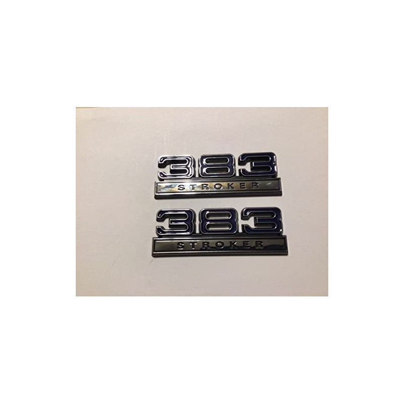 383 Stroker Emblems Blue Chrome Pair 4 inches X 1
