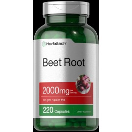 Horbaach Beet Root Powder Capsules 2000mg | 220 Pills | Herbal Extract | by Horbaach