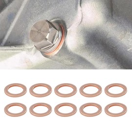 Tioollev 10 PCS Oil Drain Plug Gasket, 14mm Cooper Crush Washer Oil Sealing Gaskets, Automotive Replacement Drain Plug Gaskets Compatible with OEM PN Part 007603-014106, Car Accessories (10PCS)