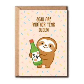 KoKi9xxGifts Soju Are Another Year Older Card - Cute Sloth Birthday Card - Lovely Animal Greeting - Boyfriend Anniversary - Daddy - Men - Women