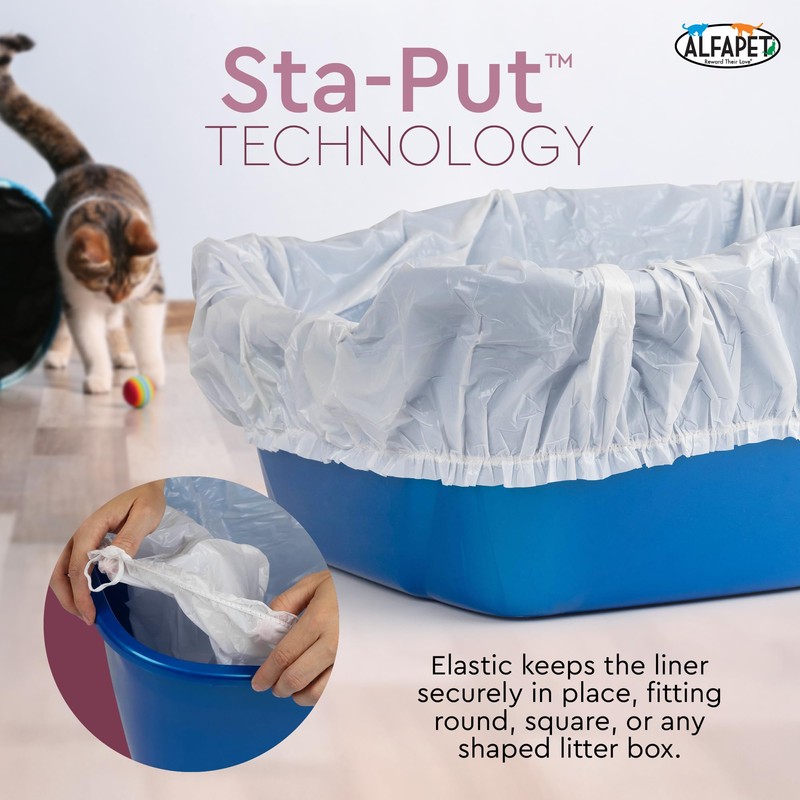 Alfapet Cat Litter box liner Disposable, Elastic Liners- 24-count-For Medium