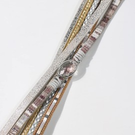 Vercret Leather Wrap Bracelet for Women - Light Grey Multi-Layer Magnetic Clasp Bangle Cuff Stacked Bracelets for lady and Mother