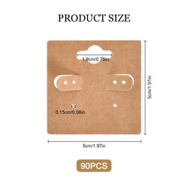 90 Earring Display Cards Kraft Paper, Kraft Paper Earring Cards with 6 Hole Earring Holder