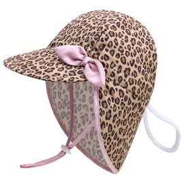 JANGANNSA UPF 50+ Baby Sun Hat with Ear and Neck Protection Toddler Beach Hat for Boys & Girls Infant Summer Sun Hat Ideal for Summer Fun, A-leopard pattern