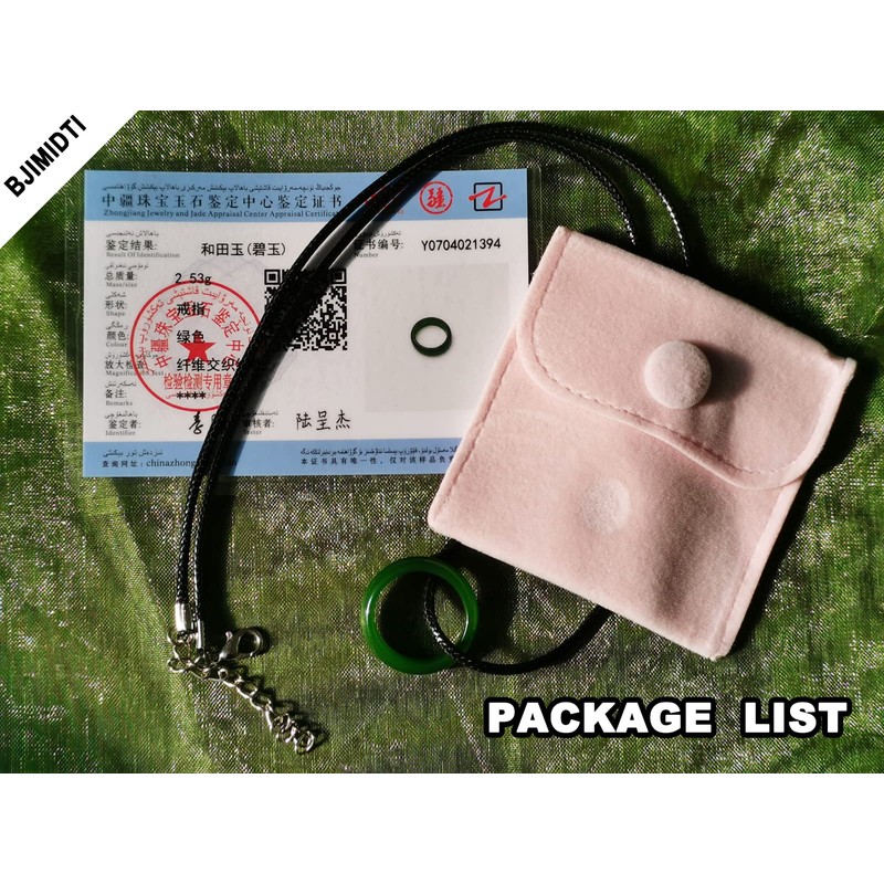 BJIMIDTI Green Jade Ring- Natural Hetian Jade Jewelry Crafts Gifts,