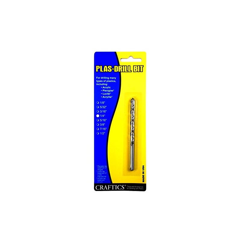 1/4" Drill Bit for Plastic (Acrylics, Plexiglas, Lexan, ABS, PVC,