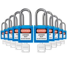 Boviisky Lockout Tagout Locks Set, 10 Blue Lockout Tagout Safety Padlocks Keyed Alike, 1 Key Per Lock，OSHA Compliant Loto Locks for Lockout Device and Electrical Lock Out Tag Out Kits