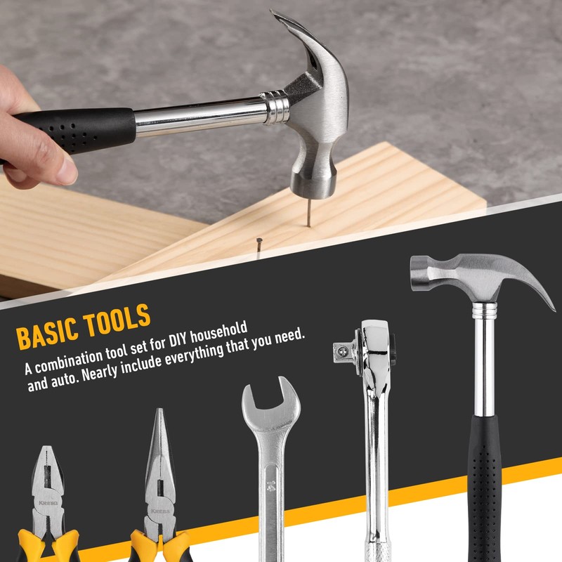 KREBS Mechanic Tool Kit 168 Piece General Household Hand Kit