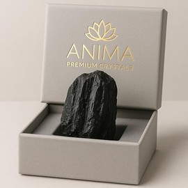 Anima Black Tourmaline Crystal – Raw Grounding Stone for Protection, Boundaries & EMF Shielding – Natural Energy Cleanser for Home & Workspaces – Gift Boxed