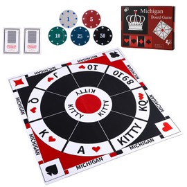 HOROW 23.6 Inches Tripoley Game Tripoli Board Game Anti-Slip Mat,Combination of Michigan Rummy, Hearts and Poker,200 Pokers,2 Boxes of Cards,1 Storage Bag