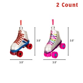 Every Day is Christmas Glass Blown Ornaments Cute Hand Made Figurines Tree Decoration, Roller Skates Set of 2