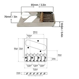 54mm Vintage Telecaster Bridge with Brass Saddles 6 String Metal Electric Guitars Bridge Replacement with Hex Wrench Screws