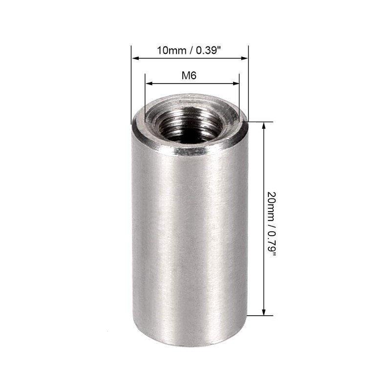 sourcing map M6 Round Connector Nuts, 304 Stainless Steel Coupling