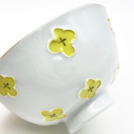Imari Pottery 480062 Rice Bowl, Rice Bowl, Flowers, Yellow, 5.1 inches (13 cm), Hana, Small Flowers, Tokushichi Kiln, Made in Japan