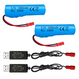 sea jump 2PCS 3.7V 1200mAh Li-ion Battery with USB Charging Cable Suitable for HJ819 DE819 Remote Control Boat Huina 1337 1338 1516 1517 Remote Control Engineering Vehicle RC Toy Car Battery