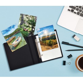 Better Office Products Photo Album for 4x6 Pictures, 2-Ring Mini Hard Cover Photo Binder, Holds 36 4x6 Photos with Clear Heavyweight Pocket Sleeves, (Black)