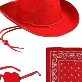 Qianly Western Cowboy Hat Cowgirl Hat for Cosplay Bride Dancing Festival, Red