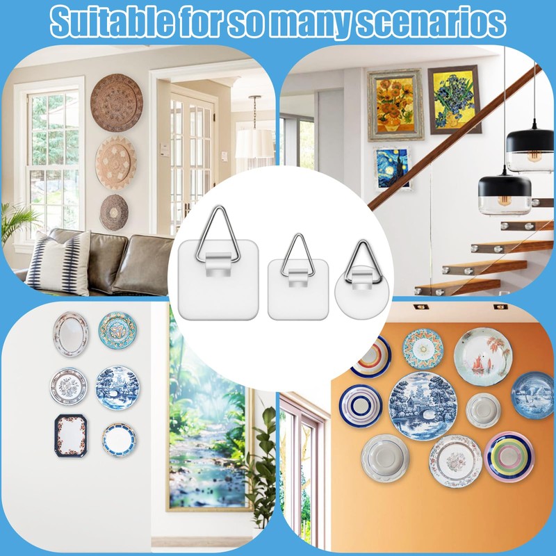 Forzater 60 Pcs Adhesive Picture Hanger Foamboard Picture Hanging Hooks
