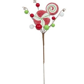 Peppermint & Berry Pick Candy Pick Christmas Decoration Candy Cane Decor for Wreath Mantle Tree DYI Projects Green Red 13"
