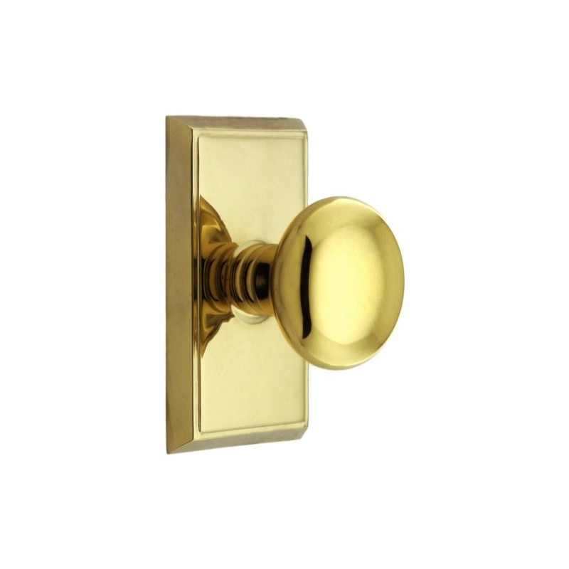 Providence Door Set with Round Brass Knobs Privacy in Polished