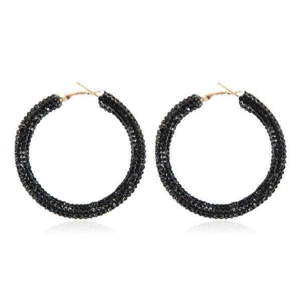 Sparkly Cubic Jewel Geometric Statement Hoop Earrings - Bling Crystal