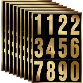 Tenare 96 pieces 8 Set Reflective Mailbox Numbers Vinyl Waterproof Numbers 0-9 Self Adhesive for Outside Signs Door Trucks Address Trash(4 Inch,Gold in Black)
