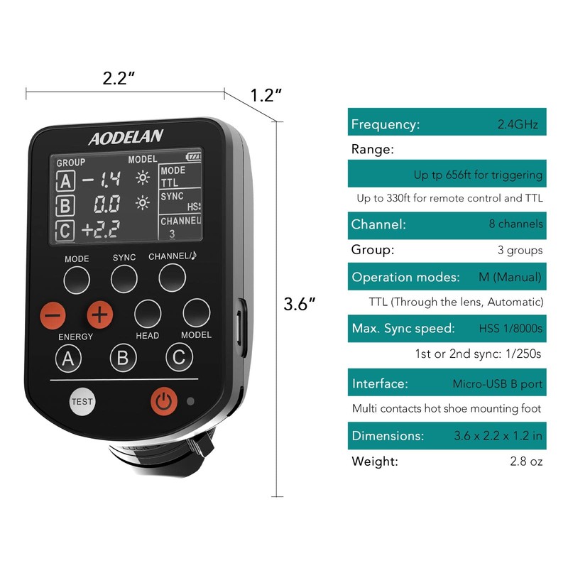 AODELAN TTL Wireless Flash Trigger Transmitter Fits Remote Shutter Release