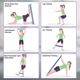 Resistance Loop Exercise Bands, 12-inch Workout Stretch Bands for Legs Butt Glutes Yoga Home Fitness, Stretching, Physical Therapy Equipment Training for Women Men [Set of 5] including bags