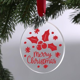 UNIQOOO 3'' Clear Round Acrylic Christmas Ornament 2023, DIY Bulk Blank Circle Bulb Xmas Bauble Tree Decorations, Stocking Name Tag, Holiday Tags, Momento, 4mm Extra Thick, 18 Pack