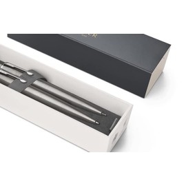 Parker Ball Point Pen & Pencil Set in Parker Gift Box, Stainless Steel, Black Ink