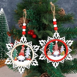 New Arrival Imported: Faceless Santa Gnome with Wooden Snowflake Decoration & Hat - Christmas Decor Free Size/No.1 10ea