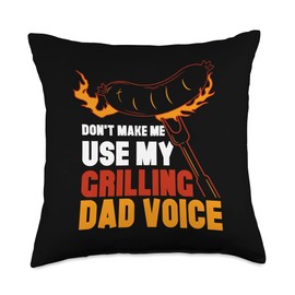 Bbq Fathers Day Daddy Grill Grilling Daddy Don't Make Me Use Dad Voice Father Grill Papa Throw Pillow, 18x18, Multicolor