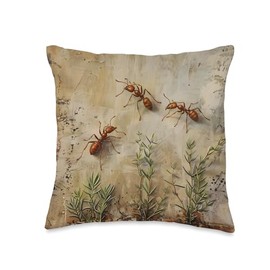 Vintage Insect Lover Gothic Fire Ant Throw Pillow