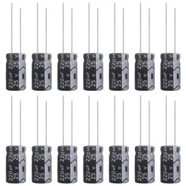 ALLECIN 220uF 25V Electrolytic Capacitor 6x12mm 220 uF MFD 25 Volt 0.24x0.47in Aluminum Capacitors (Pack of 15)